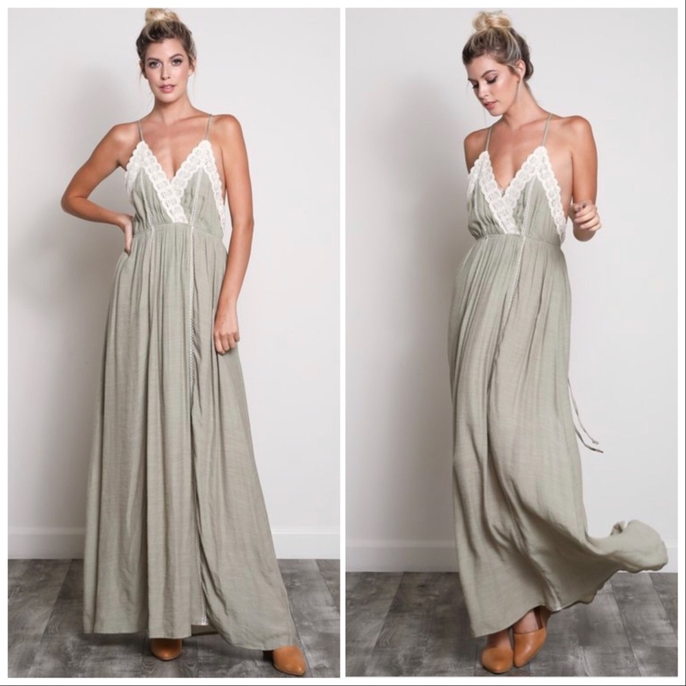 LAST 1/ADELLA/5⭐️ Lace Trimmed Backless Maxi Dress - Picture 2 of 5